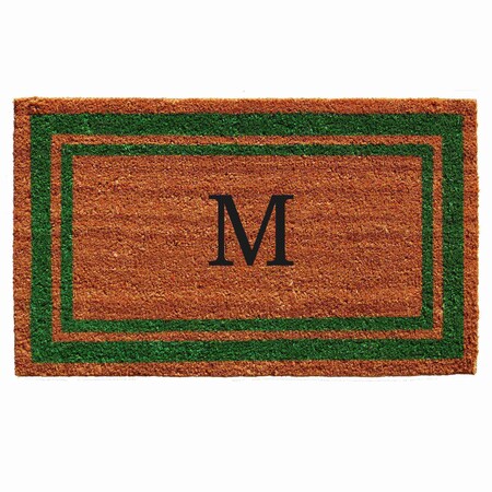 Monogram Door Mat, Natural, Green, 18 in W x 30 in L